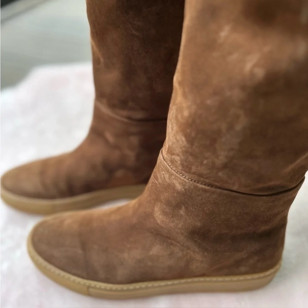 Tamara Mellon Suede Slouch Boots Size 9 Monday Morning Sauvage Brown Tall EUC